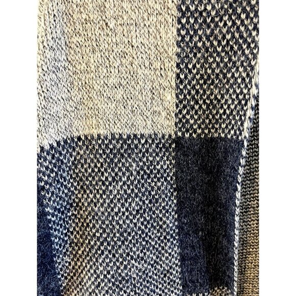 Racheal Buffalo Check Blue/Gray Open Cardigan Knit Sweater S/M Pockets long soft - Picture 5 of 5